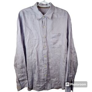 Tommy Bahama Linen Shirt Men L Purple Long Sleeve‎ Lightweight Button Front EUC